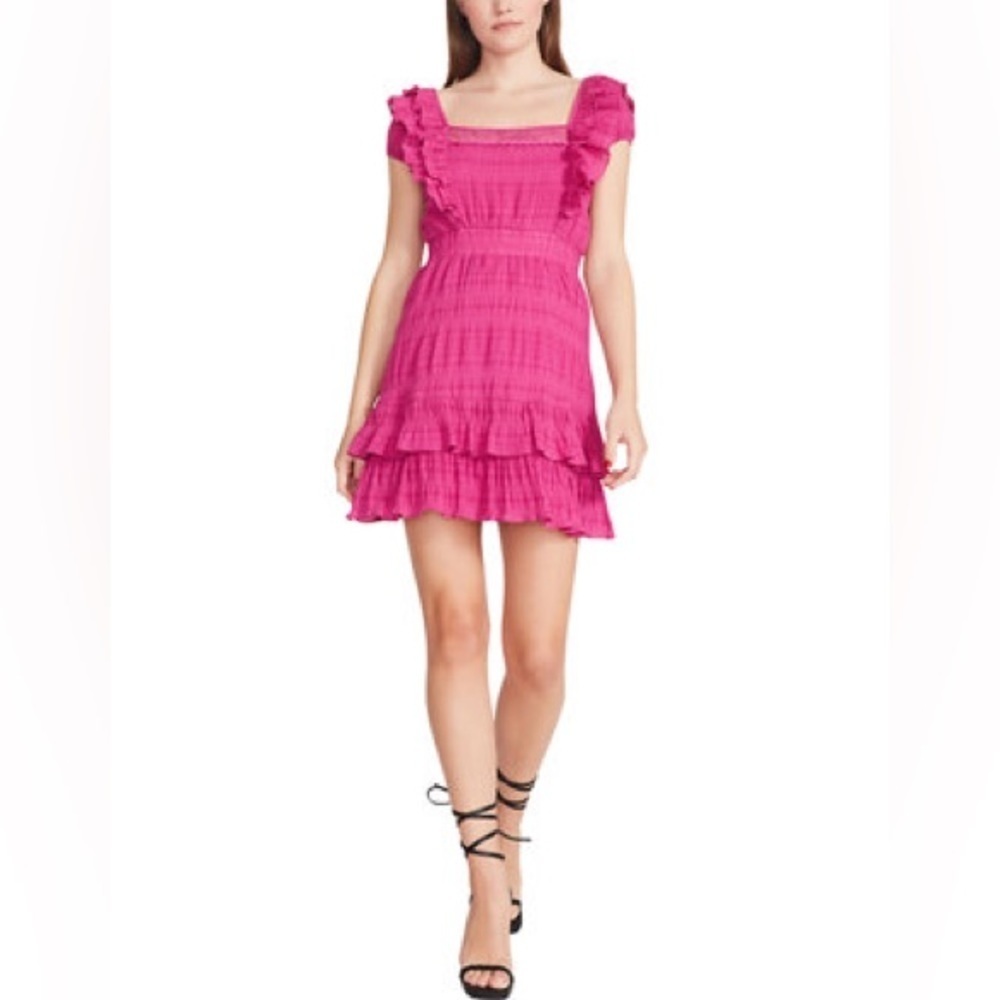 Betsey Johnson Short Ruffle Sleeve Solid Cotton Dress - Picture 1 of 2